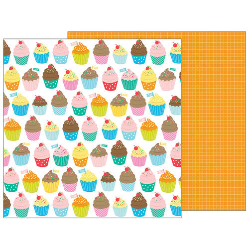 Pebbles - Happy Hooray Collection - 12 x 12 Double Sided Paper - Eat Cake
