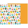 Pebbles - Happy Hooray Collection - 12 x 12 Double Sided Paper - Eat Cake