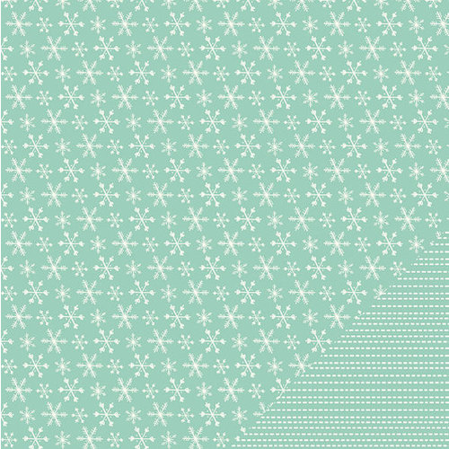 Pebbles - Home For Christmas Collection - 12 x 12 Double Sided Paper - Snow Flurries