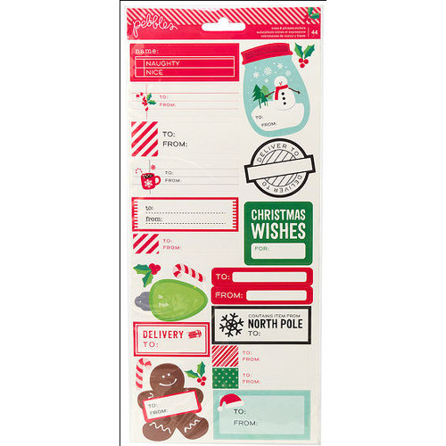 Pebbles - Home For Christmas Collection - Cardstock Stickers - Labels