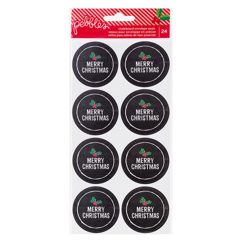 Pebbles - Home For Christmas Collection - Chalkboard Envelope Seals - Merry Christmas