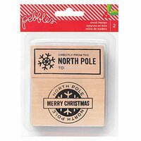 Pebbles - Home For Christmas Collection - Wood Stamps - Merry Christmas