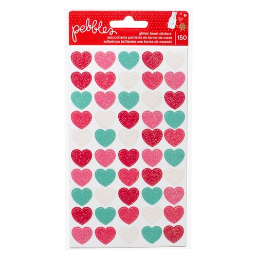 Pebbles - We Go Together Collection - Glitter Heart Stickers