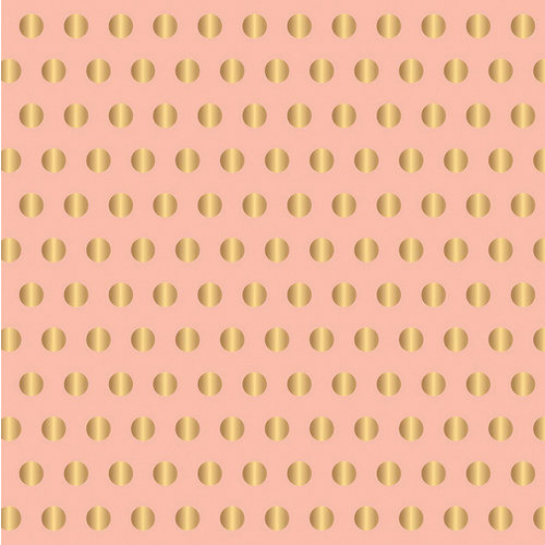 Pebbles - Cottage Living Collection - 12 x 12 Paper with Foil Accents - Pink With Gold Dots