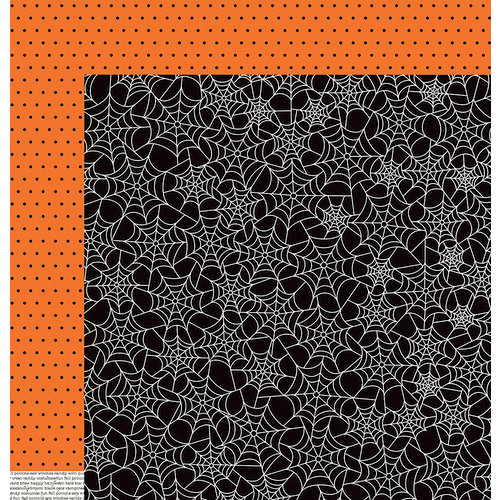 Pebbles - Boo Collection - Halloween - 12 x 12 Double Sided Paper - Spiderwebs