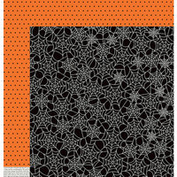 Pebbles - Boo Collection - Halloween - 12 x 12 Double Sided Paper - Spiderwebs