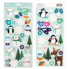 Pebbles - Winter Wonderland Collection - Christmas - Cardstock Stickers with Glitter Accents - Icons