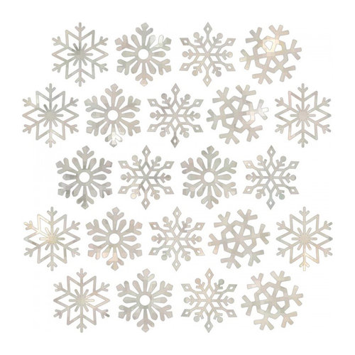 Pebbles - Winter Wonderland Collection - Christmas - Ephemera Snowflakes with Glitter Accents