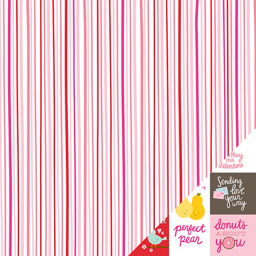Pebbles - Be Mine Collection - 12 x 12 Double Sided Paper - Sweet Stripes