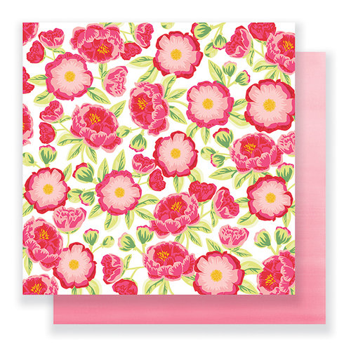 Pebbles - Everyday Collection - 12 x 12 Double Sided Paper - Pretty Peonies