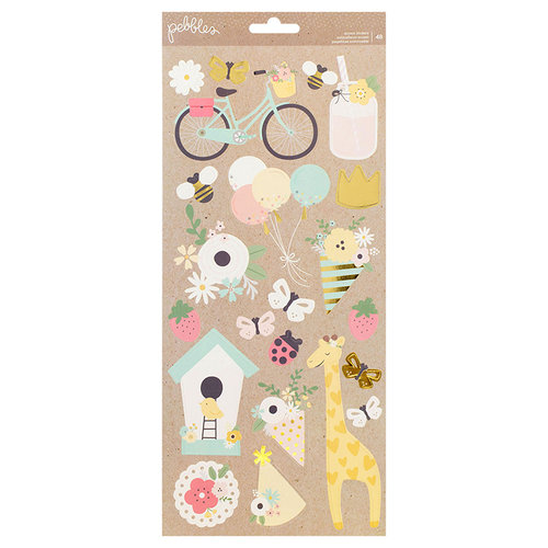 Pebbles - Spring Fling Collection - Cardstock Stickers with Foil Accents - Accents