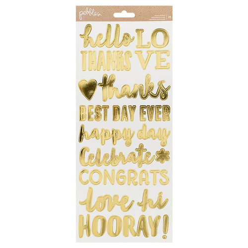 Pebbles - Spring Fling Collection - Cardstock Stickers with Foil Accents - Phrases