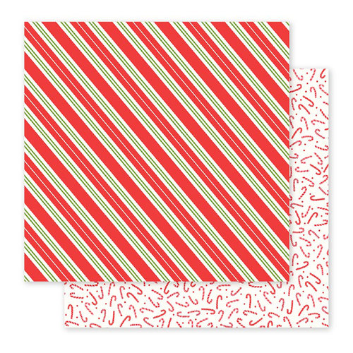 Pebbles - Holly Jolly Collection - Christmas - 12 x 12 Double Sided Paper - Candy Stripes