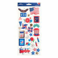 Pebbles - America the Beautiful Collection - Cardstock Stickers with Foil Accents - Icons and Accents