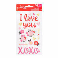Pebbles - My Funny Valentine Collection - Puffy Stickers - Phrases and Icons