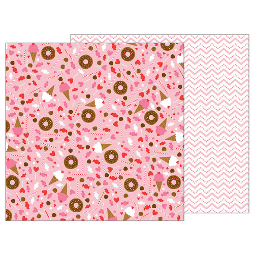 Pebbles - My Funny Valentine Collection - 12 x 12 Double Sided Paper - Sweet Treats