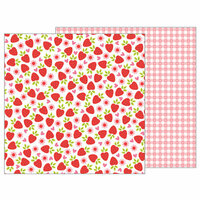 Pebbles - My Funny Valentine Collection - 12 x 12 Double Sided Paper - Fresh Strawberries