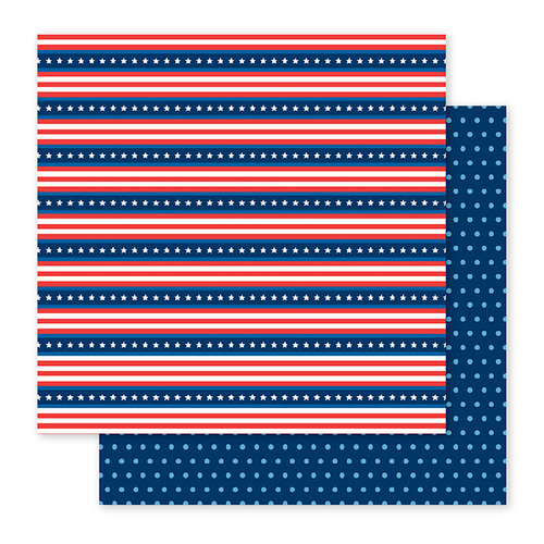 Pebbles - America the Beautiful Collection - 12 x 12 Double Sided Paper - Stars and Stripes