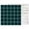 Pebbles - Warm and Cozy Collection - 12 x 12 Double Sided Paper - Green Plaid