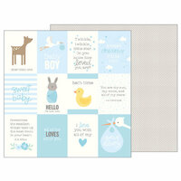 Pebbles - Lullaby Collection - 12 x 12 Double Sided Paper - Baby Boy Quotes