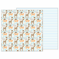 Pebbles - Lullaby Collection - 12 x 12 Double Sided Paper - Woodland Baby Boy