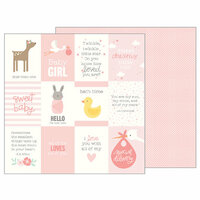 Pebbles - Lullaby Collection - 12 x 12 Double Sided Paper - Baby Girl Quotes