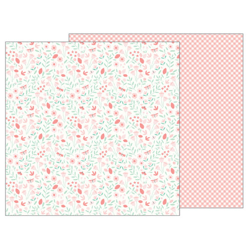 Pebbles - Lullaby Collection - 12 x 12 Double Sided Paper - Baby Girl Blossoms