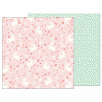 Pebbles - Lullaby Collection - 12 x 12 Double Sided Paper - Baby Girl Posies