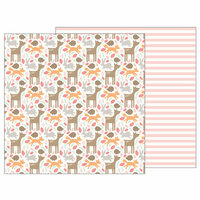 Pebbles - Lullaby Collection - 12 x 12 Double Sided Paper - Woodland Baby Girl