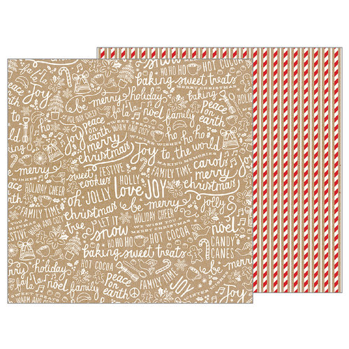 Pebbles - Merry Merry Collection - Christmas - 12 x 12 Double Sided Paper - Candy Stripes