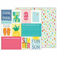 Pebbles - Sunshiny Days Collection - 12 x 12 Double Sided Paper - Hello Summer Quotes