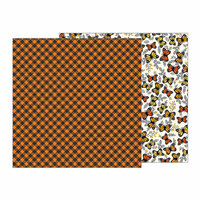 Pebbles - Midnight Haunting Collection - Halloween - 12 x 12 Double Sided Paper - Pumpkin Plaid