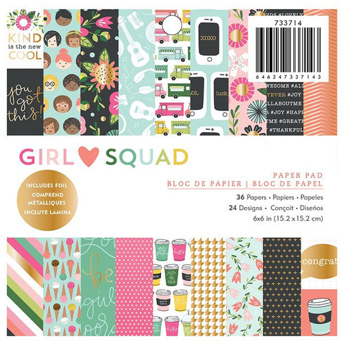 Pebbles - Girl Squad Collection - 6 x 6 Paper Pad with Foil Accents