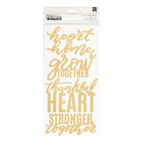Pebbles - Heart of Home Collection - Thickers - Phrase - Gold Glitter