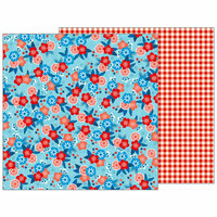 Pebbles - Land That I Love Collection - 12 x 12 Double Sided Paper - Patriotic Blossoms