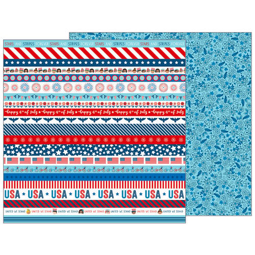 Pebbles - Land That I Love Collection - 12 x 12 Double Sided Paper - Happy 4th