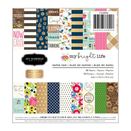 Pebbles - My Bright Life Collection - 6 x 6 Paper Pad with Foil Accents