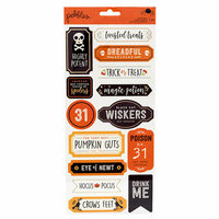Pebbles - Spooky Boo Collection - Halloween - Cardstock Stickers with Foil Accents - Labels