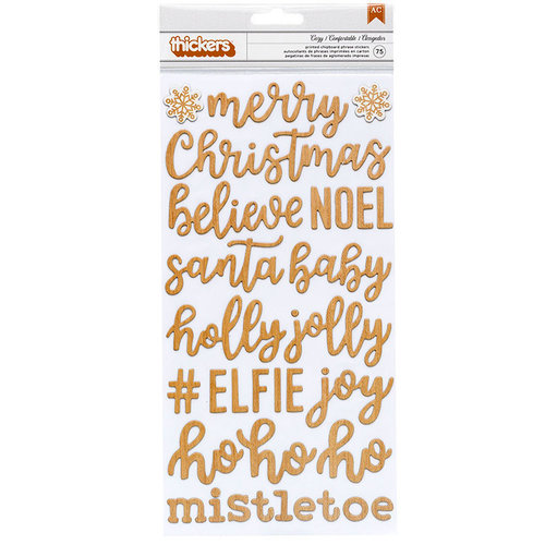 Pebbles - Cozy and Bright Collection - Christmas - Thickers - Printed Chipboard - Words