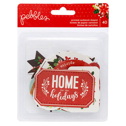 Pebbles - Cozy and Bright Collection - Christmas - Ephemera with Glitter Accents - Phrases