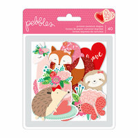 Pebbles - Loves Me Collection - Ephemera with Glitter Accents - Icons