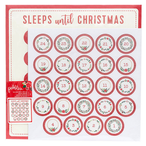 Pebbles - Cozy and Bright Collection - Christmas - 12 x 12 Paper and Cardstock Stickers with Glitter Accents - Advent Calendar
