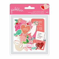 Pebbles - Loves Me Collection - Ephemera with Glitter Accents - Quotes