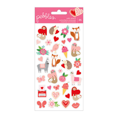 Pebbles - Loves Me Collection - Puffy Stickers - Icons