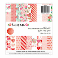 Pebbles - Loves Me Collection - 6 x 6 Paper Pad with Foil Accents