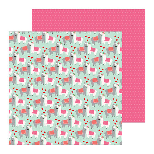 Pebbles - Loves Me Collection - 12 x 12 Double Sided Paper - Llama Love