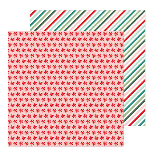Pebbles - Merry Little Christmas Collection - 12 x 12 Double Sided Paper - Peppermint Candies