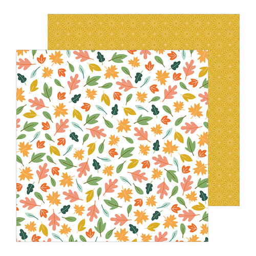 Pebbles - This Is Family Collection - 12 x 12 Double Sided Paper - Scattered Leaves