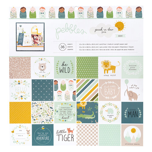 Pebbles - Peek-A-Boo You Collection - 12 x 12 Paper Pad - Boy