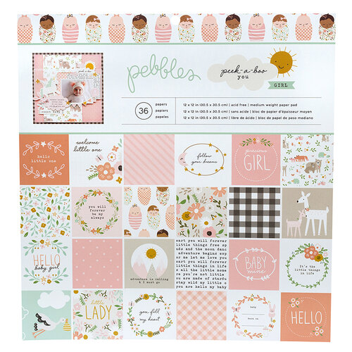 Pebbles - Peek-A-Boo You Collection - 12 x 12 Paper Pad - Girl